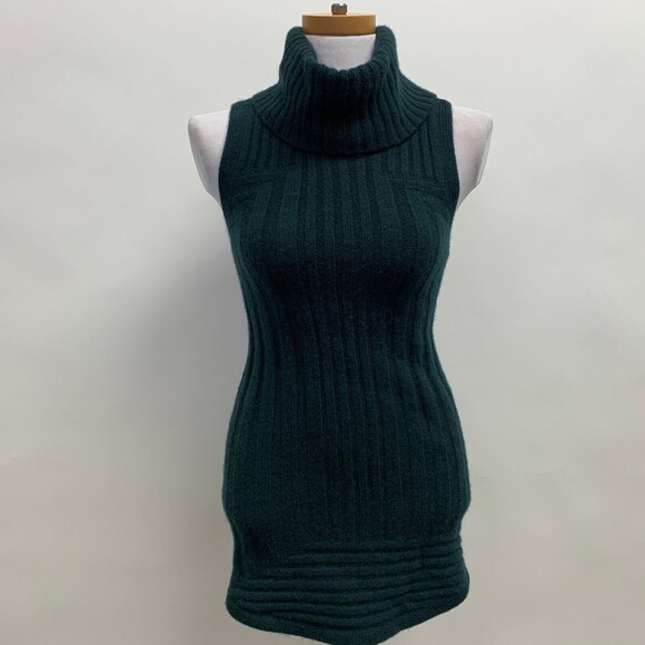 Tahari Women's Sweater X-Small Green Cowl Neck Sleeveless Wool Yak Hair Blend - Picture 1 of 6